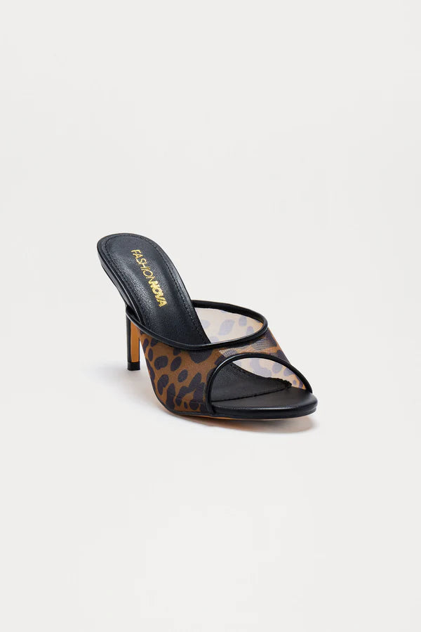 Pauline Mesh Mules - Leopard